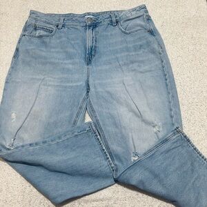 old‎ navy jeans cropped light blue ripped knees size 16